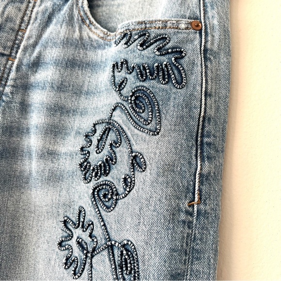 Anthropologie Pilcro Embroidered Ultra High Rise Slim Straight Denim Jeans - Picture 9 of 14